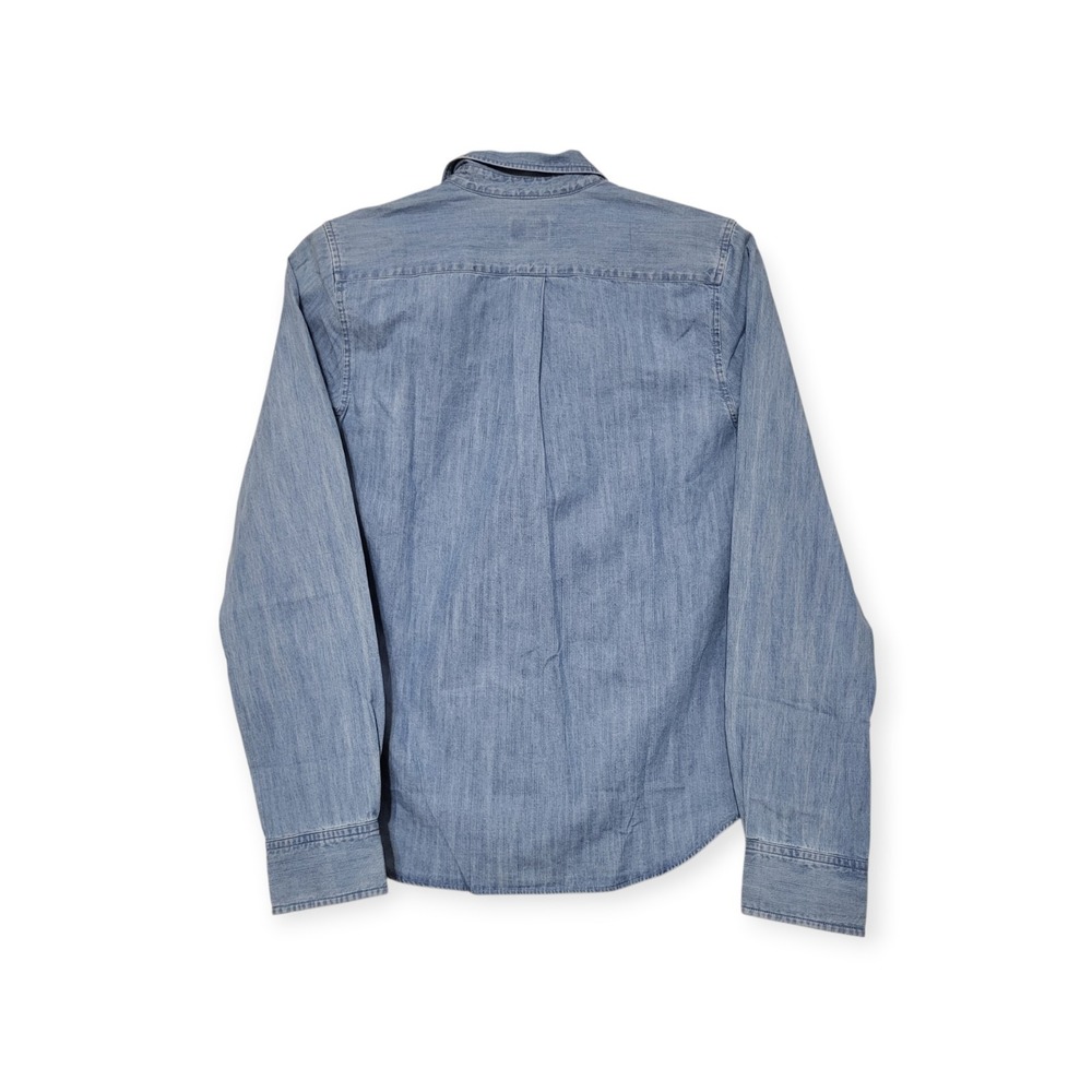 UNTUCKit 2 NWOT Cotton‎ Chambray Blue 2 Pockets Button-Up Shirt ALLEANZA - Picture 9 of 10